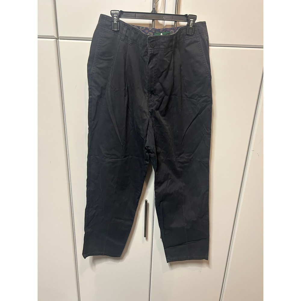 Hunt Club Mens Black Pleated Chino Pants‎ Cotton Twill Trousers Dress Slacks